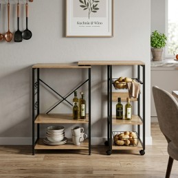 Regał kuchenny wyspa kuchenna z obrotowym blatem półki koszyk haczyki loft ModernHome