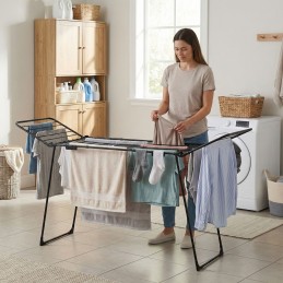 Suszarka na pranie stojąca rozsuwana teleskopowa 27 metrów składana czarna ModernHome