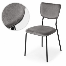Komplet 4 krzeseł welurowych tapicerowanych do jadalni i salonu ciemny szary ModernHome