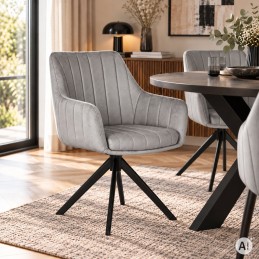 Krzesło obrotowe tapicerowane welurowe nowoczesne do jadalni salonu beżowe ModernHome