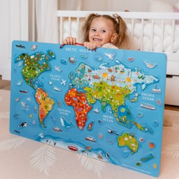 Viga 2w1 Tablica Edukacyjna z Magnetyczną Mapą Świata Montessori