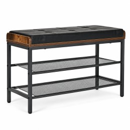 Szafka na buty z pikowanym siedziskiem ekoskóra 2 półki loftowa ModernHome