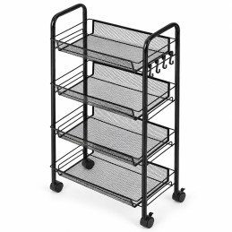 Metalowy regał mobliny organizer łazienkowy kuchenny z 4 półkami kółka czarny ModernHome