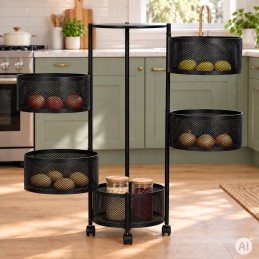 Regał kuchenny pomocnik organizer obrotowe półki 5 poziomów metal ModernHome