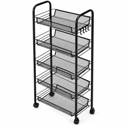 Metalowy regał mobliny organizer łazienkowy kuchenny z 5 półkami kółka czarny ModernHome