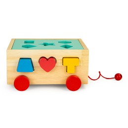 Drewniany wózek sorter z klockami kostka edukacyjna dla dzieci ECOTOYS