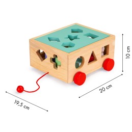 Drewniany wózek sorter z klockami kostka edukacyjna dla dzieci ECOTOYS