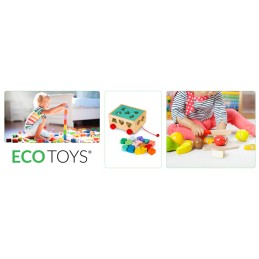 Drewniany wózek sorter z klockami kostka edukacyjna dla dzieci ECOTOYS