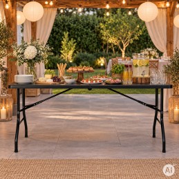 Stół ogrodowy cateringowy 153x70 cm składany w walizkę czarny MultiGarden