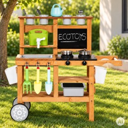 Kuchnia błotna ogrodowa outdoor dla dzieci z akcesoriami tablica kredowa ECOTOYS