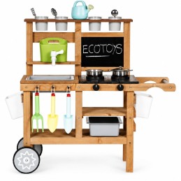 Kuchnia błotna ogrodowa outdoor dla dzieci z akcesoriami tablica kredowa ECOTOYS