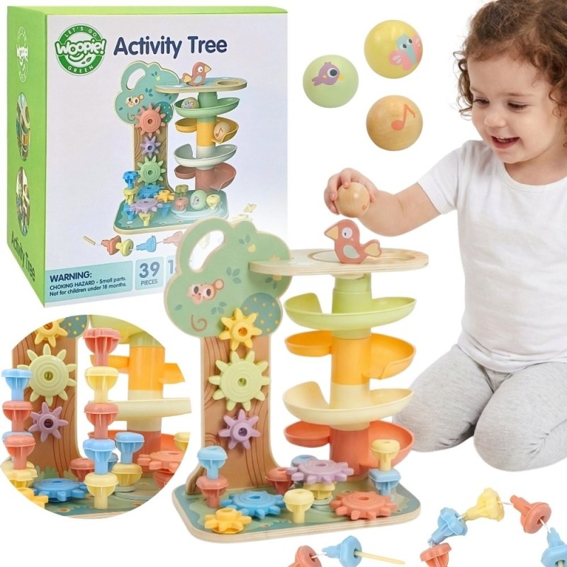 WOOPIE GREEN Drzewko Aktywności Kulodrom Montessori 4w1 FSC