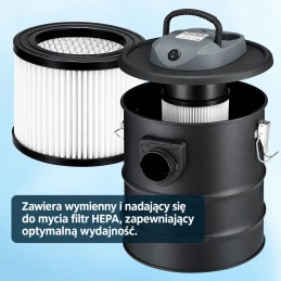 Przemysłowy odkurzacz kominkowy do pieca popiołu sadzy żaroodporny 15l 800W