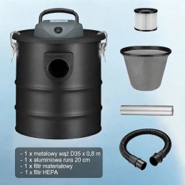 Przemysłowy odkurzacz kominkowy do pieca popiołu sadzy żaroodporny 15l 800W