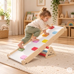 Drewniany plac zabaw dla dzieci zestaw wspinaczkowy Montessori drabinka równoważnia LUNA ECOTOYS