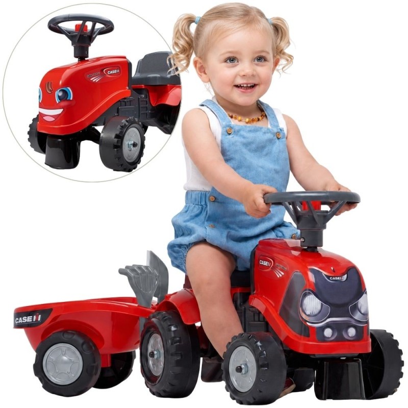 FALK Jeździk Traktorek Baby Case IH Ride-On Czerwony z Przyczepką + akc. od 12 miesięcy