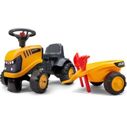 FALK Traktorek Jeździk JCB Pomarańczowy Z Przyczepką Łopatka Grabki