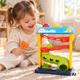 WOOPIE BABY Edukacyjny Tor Kulkowy Wbijanka z Młotkiem Przebijanka Pop-Up
