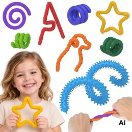 WOOPIE Twist Art Antystresowe Rurki 3D Sensoryczne Różne Struktury 8 el.