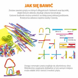 WOOPIE Twist Art Klocki Słomki Konstrukcyjne 3D Zestaw Dinozaury 71 el.