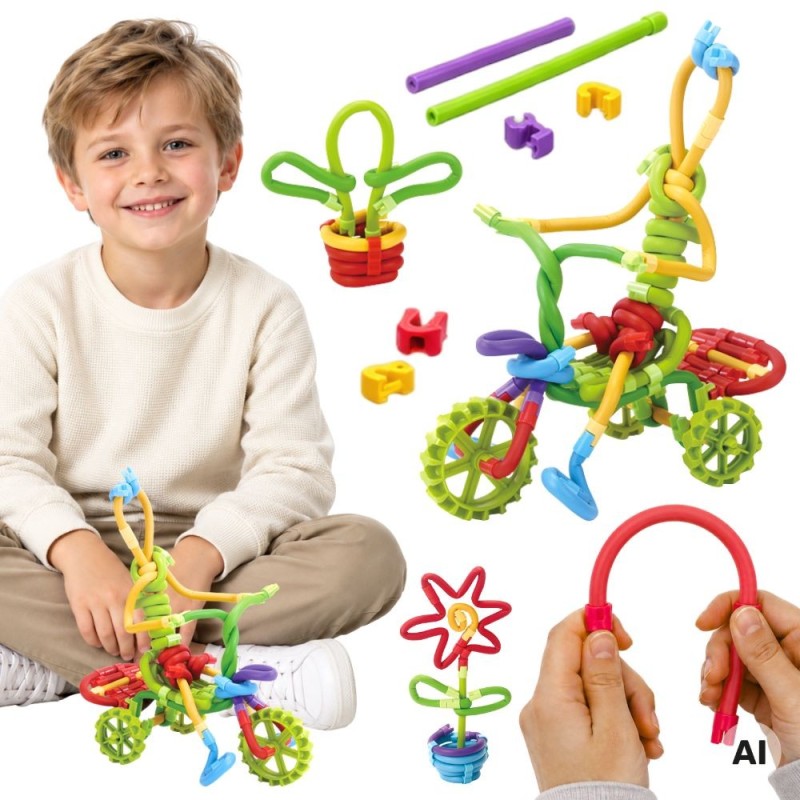 WOOPIE Twist Art Klocki Rurki Konstrukcyjne 3D Zestaw 85 el.