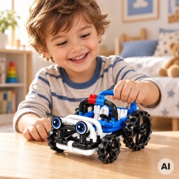 WOOPIE Twist Art  Klocki Słomki Konstrukcyjne 3D Auto Niebieskie 49 el.