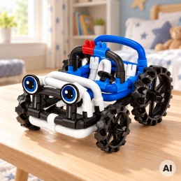 WOOPIE Twist Art  Klocki Słomki Konstrukcyjne 3D Auto Niebieskie 49 el.